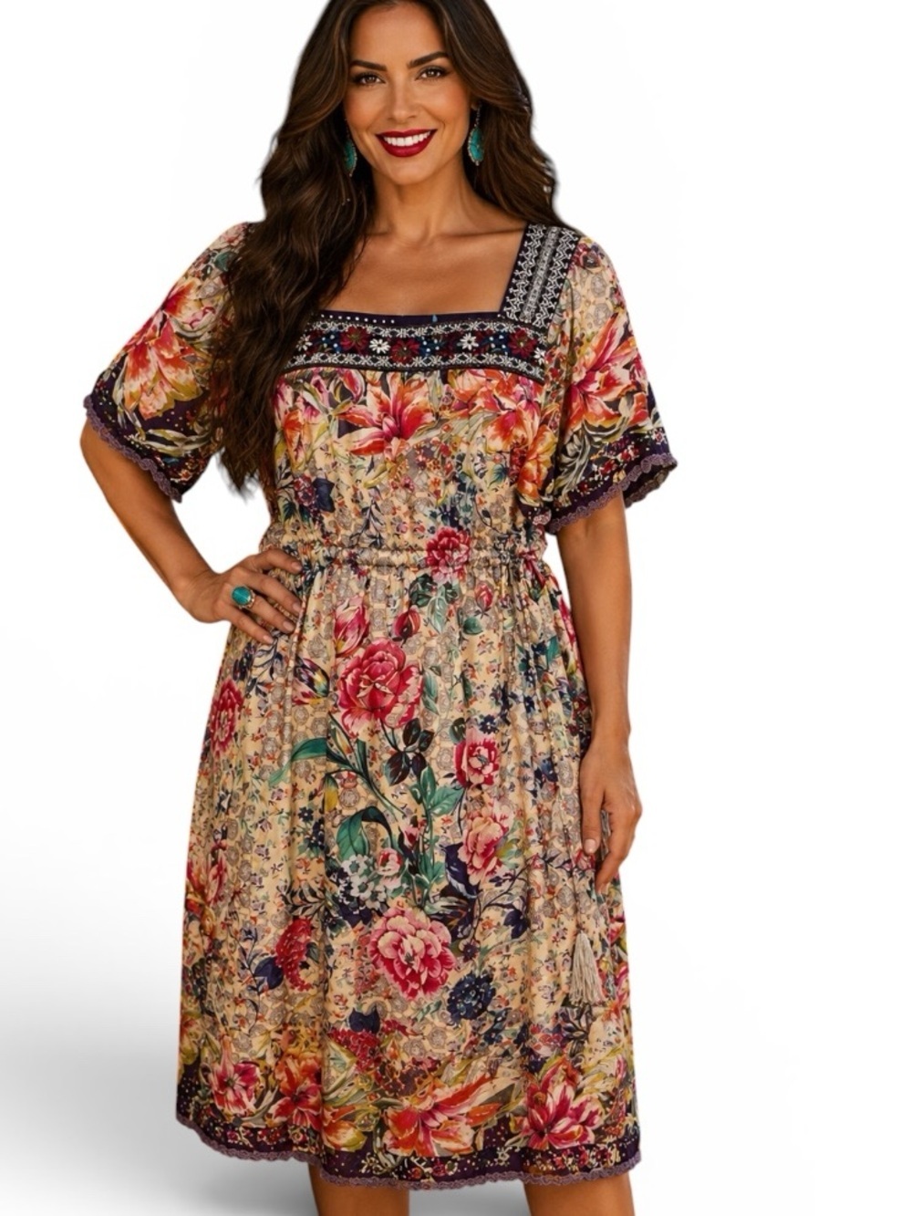Johnny Was Topiary Rumi Silk Dress w slip NWT